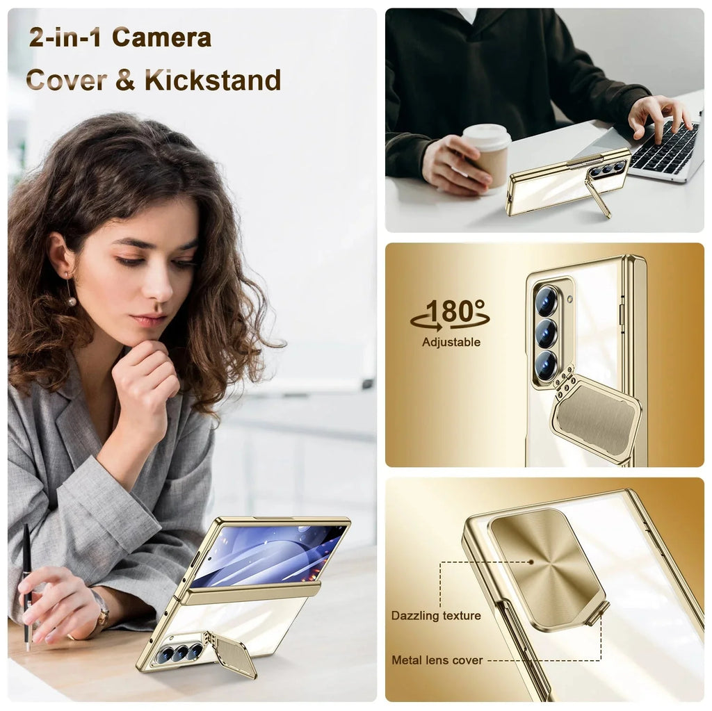 Clear Camera Cover Kickstand Case For Samsung Z Fold 7-4