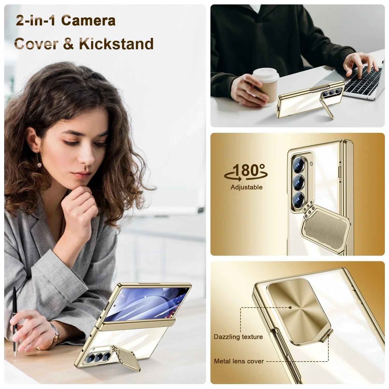 Clear Camera Cover Kickstand Case For Samsung Z Fold 7-4