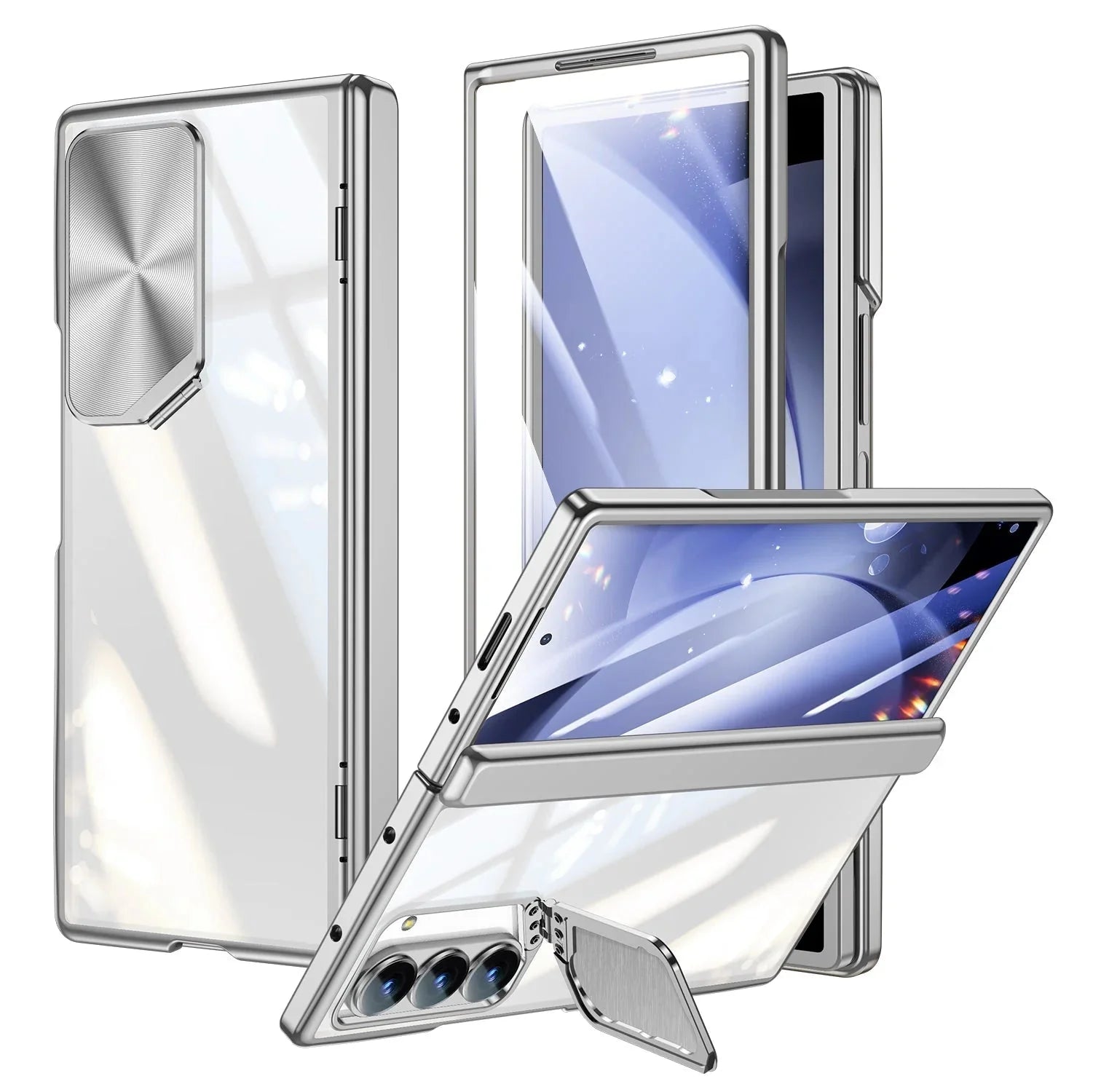 Clear Camera Cover Kickstand Case For Samsung Z Fold 7-4