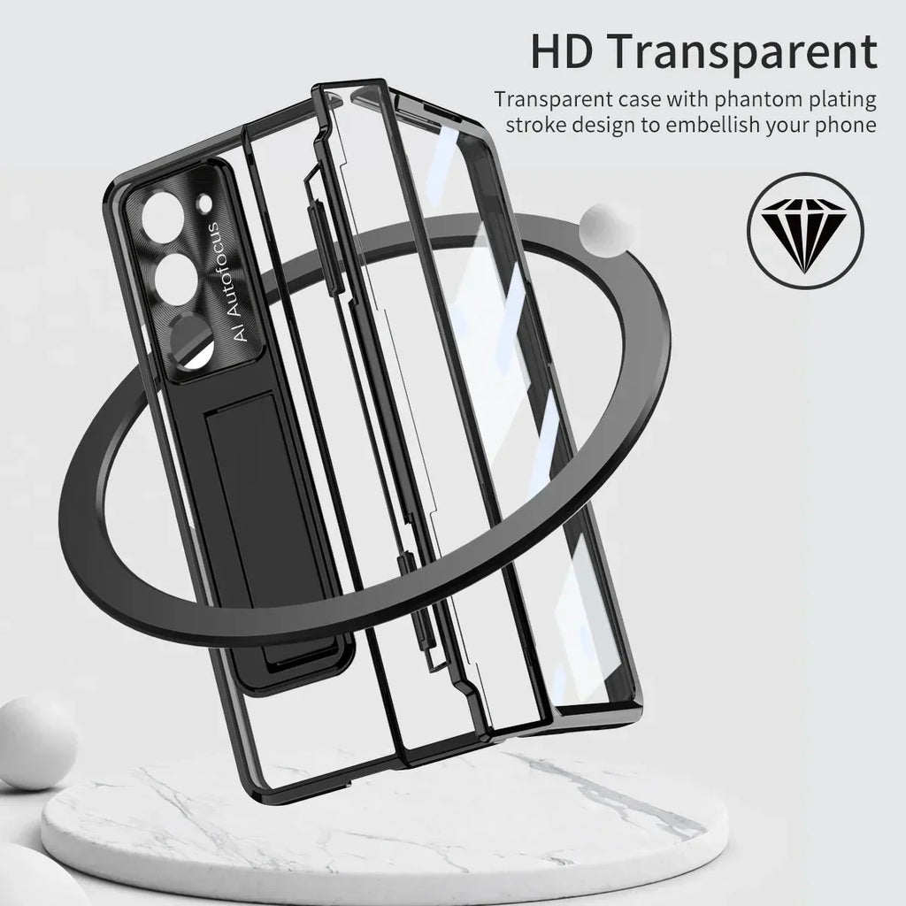 Hinge Wireless Transparent Kickstand Case For Samsung Z Fold 7/ 6 / 5 / 4