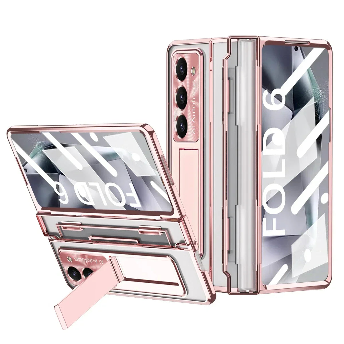 Hinge Wireless Transparent Kickstand Case For Samsung Z Fold 7/ 6 / 5 / 4