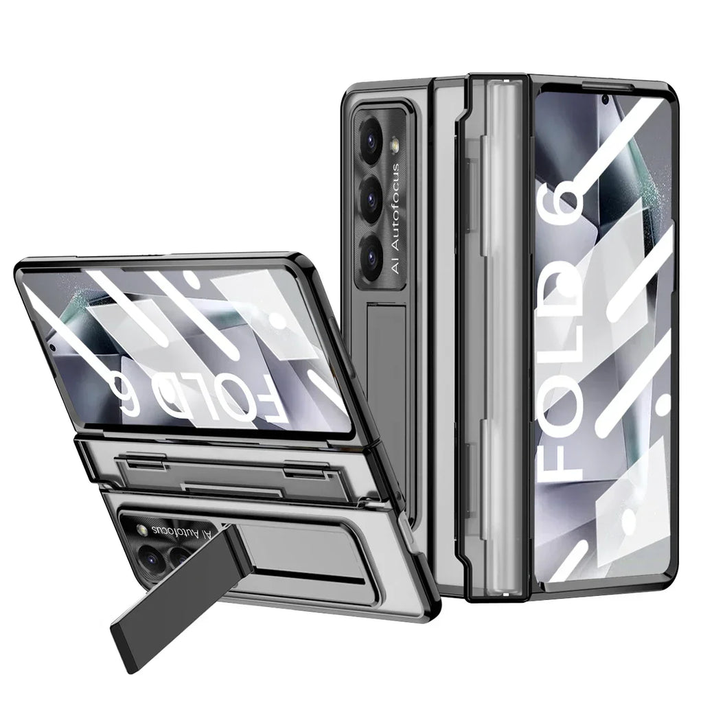 Hinge Wireless Transparent Kickstand Case For Samsung Z Fold 7/ 6 / 5 / 4
