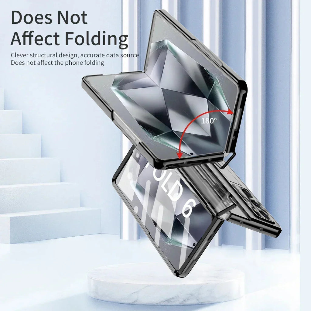 Hinge Wireless Transparent Kickstand Case For Samsung Z Fold 7/ 6 / 5 / 4