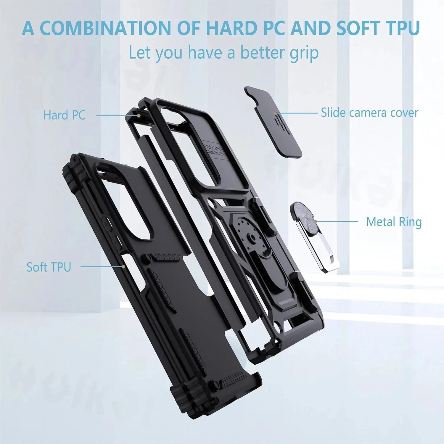 Extreme Shockproof Ring Stand Cam Slide Case For Samsung Z Fold 7-4