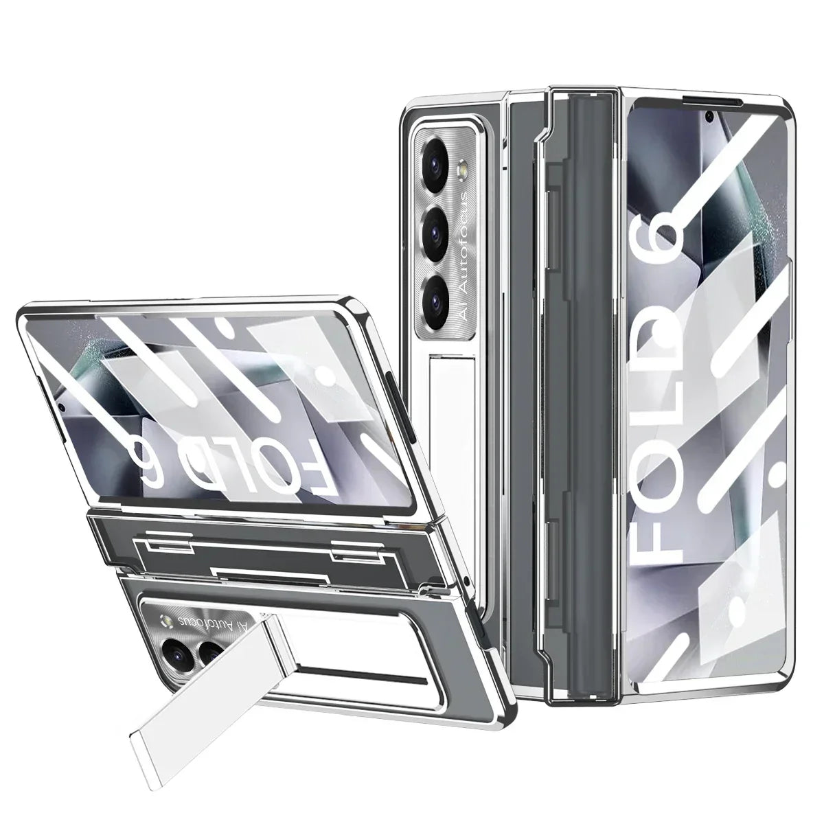 Hinge Wireless Transparent Kickstand Case For Samsung Z Fold 7/ 6 / 5 / 4