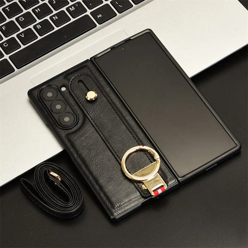 RingBand Shockproof Crossbody Lanyard leather For Samsung Z Fold 7-4