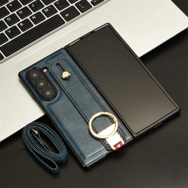 RingBand Shockproof Crossbody Lanyard leather For Samsung Z Fold 7-4