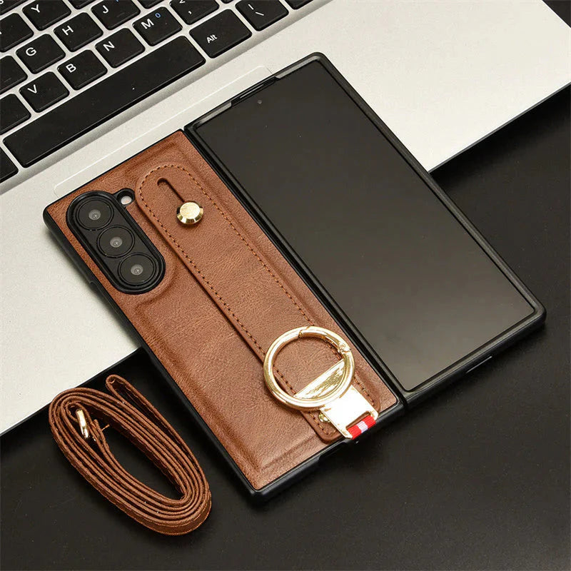RingBand Shockproof Crossbody Lanyard leather For Samsung Z Fold 7-4