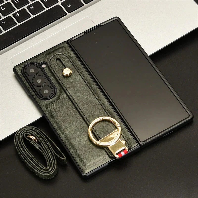 RingBand Shockproof Crossbody Lanyard leather For Samsung Z Fold 7-4