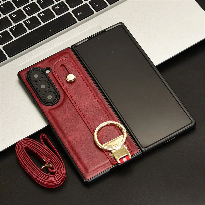 RingBand Shockproof Crossbody Lanyard leather For Samsung Z Fold 7-4