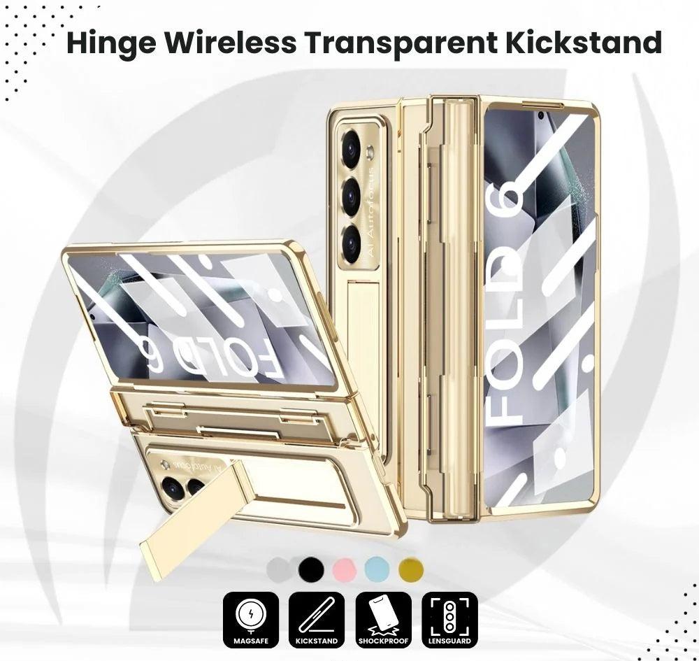 Hinge Wireless Transparent Kickstand Case For Samsung Z Fold 7/ 6 / 5 / 4